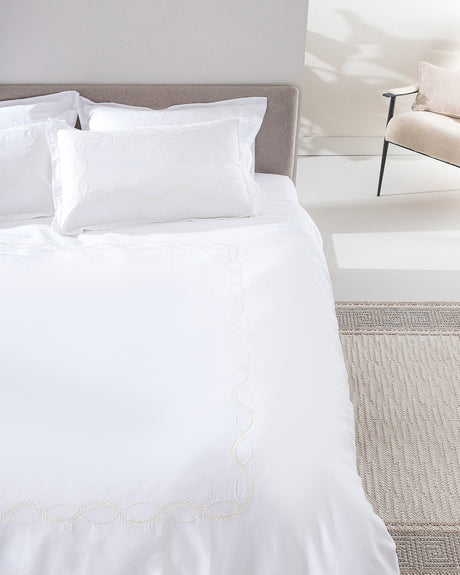 100% Cotton Sateen Double Duvet Set - Marguerite Embroidery