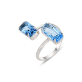 Cushion & Baguette Crystal Spiral Ring - Modern Mixed Cut Design