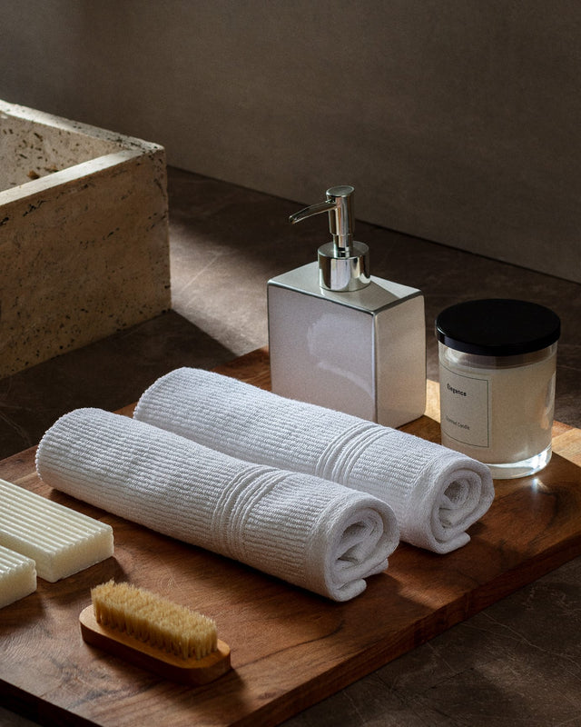 100% Cotton 2-Piece Hand Towel Set - Striped Dobby Weave