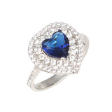 Premium 925 Sterling Silver Heart Shaped Sapphire Ring