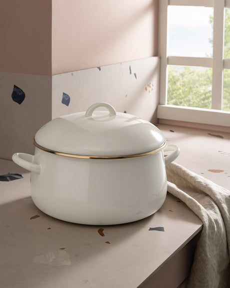 Montferry 24 cm White Cooking Pot - Durable Kitchen Cookware