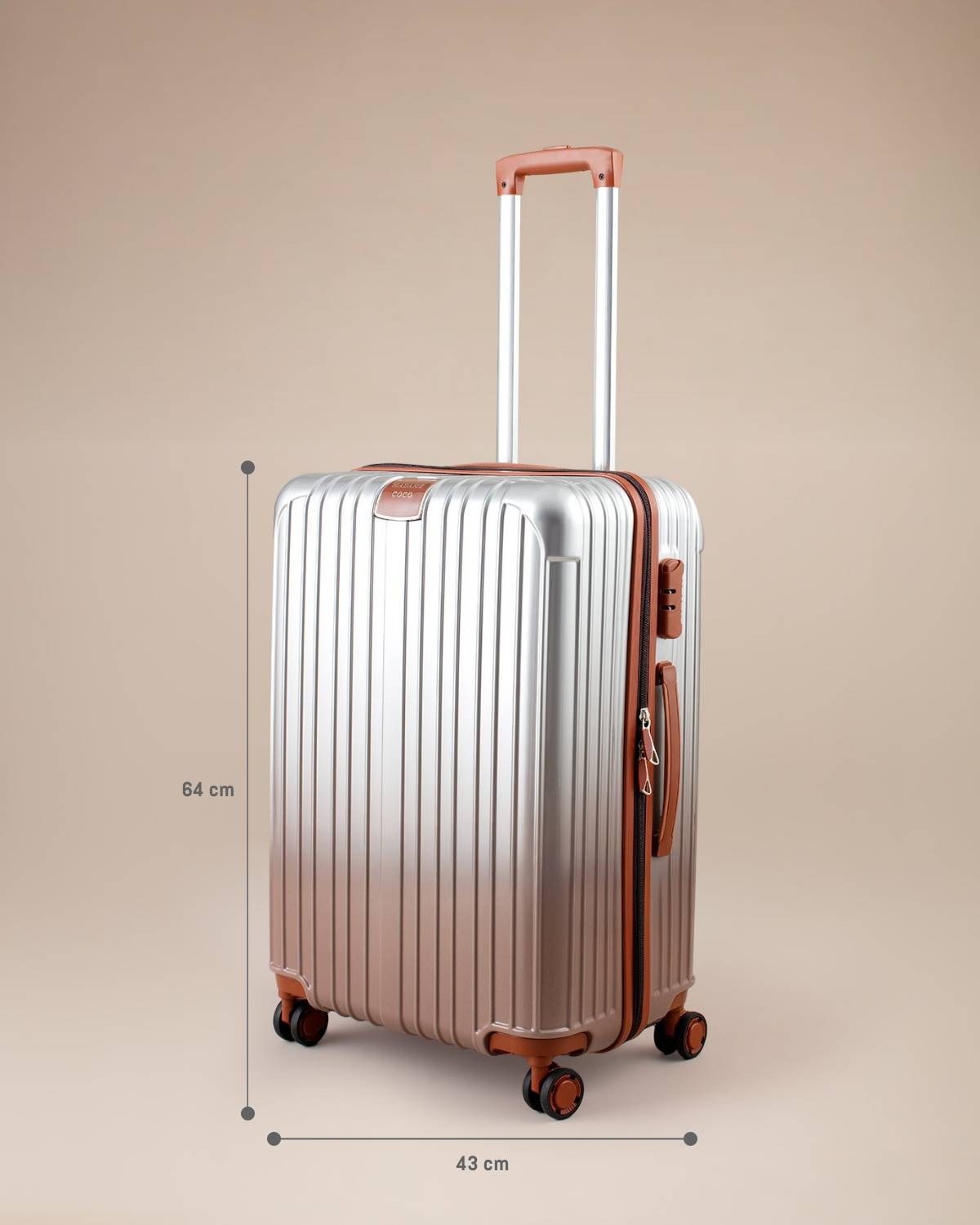 Medium Silver Hardside Travel Suitcase Luggage