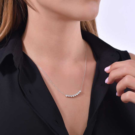 925 Sterling Silver 8-Stone Rivière Necklace - White Zircon