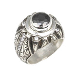 Professional Sterling Silver Onyx Zircon Handcrafted Mens Ring