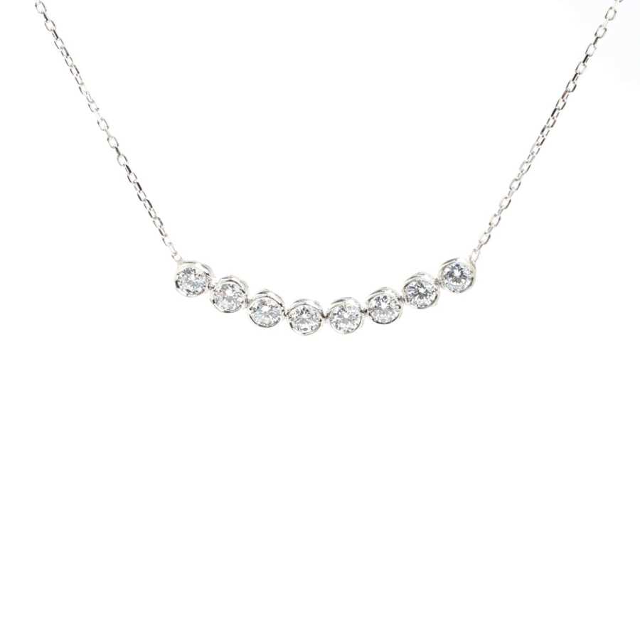 925 Sterling Silver 8-Stone Rivière Necklace - White Zircon