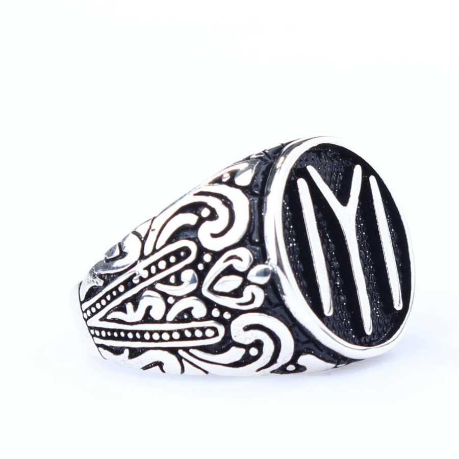 Bague Homme Robuste en Argent Sterling - Motif Complexe de la Tribu Kayi