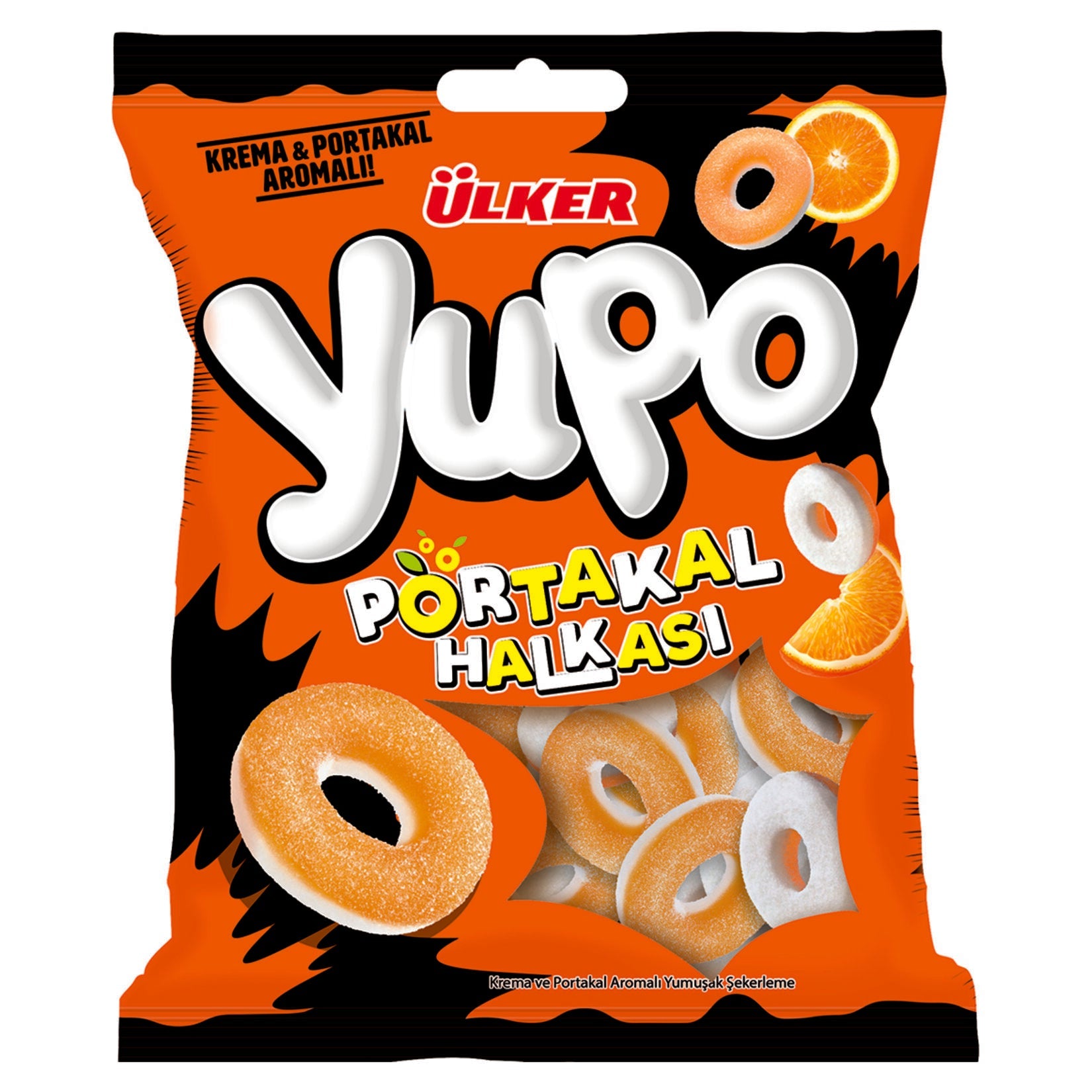 Soft Chewy Orange Jelly Candy Rings - 1 Case - 24 Packs x 70g Each