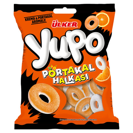 Soft Chewy Orange Jelly Candy Rings - 1 Case - 24 Packs x 70g Each