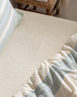 Twin Muslin Yarn-Dyed Bedding Set with Fitted Sheet - Blue & Green