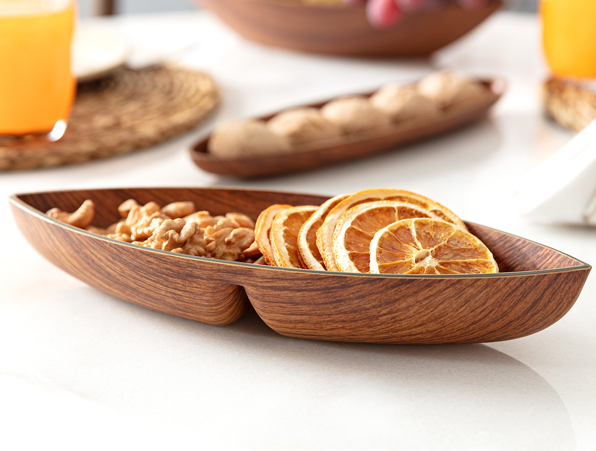 Plastic Two-Compartment Serving Bowl - Antibacterial & Modern