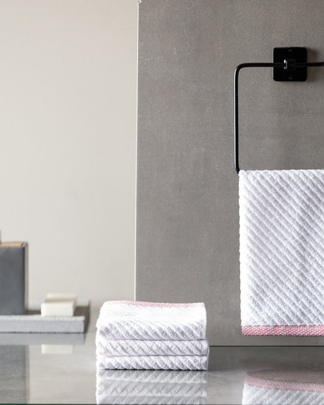 100% Cotton 4-Piece Hand Towel Set - Zesty White & Red