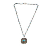 925 Sterling Silver Square Aquamarine Color Zircon Pendant Necklace