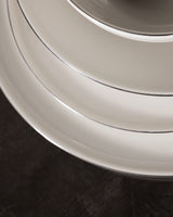 New Bone China 6-Person Dinner Set - Mirage White & Silver Design