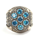 Bague homme en argent sterling 925 | Gemmes de zircon bleu ovales