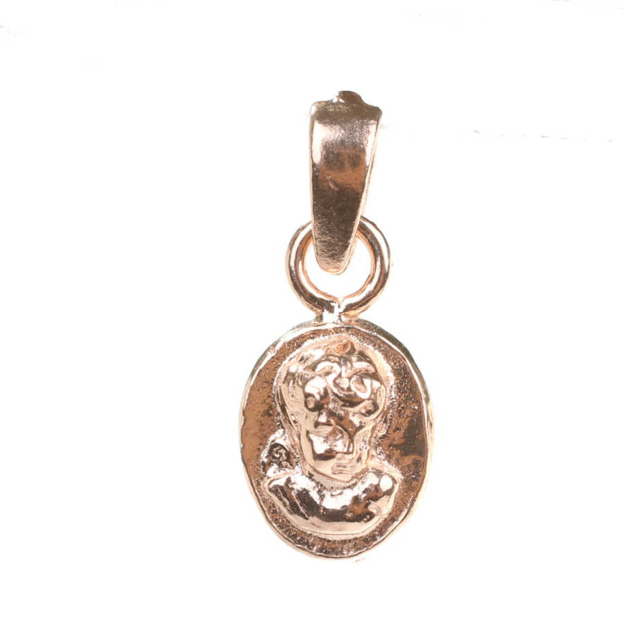 925 Sterling Silver Elizabeth Figure Oval Medallion Necklace Pendant