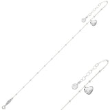 Yellow Gold Plated Sterling Silver Anklet - Swarovski Crystal Love Charm