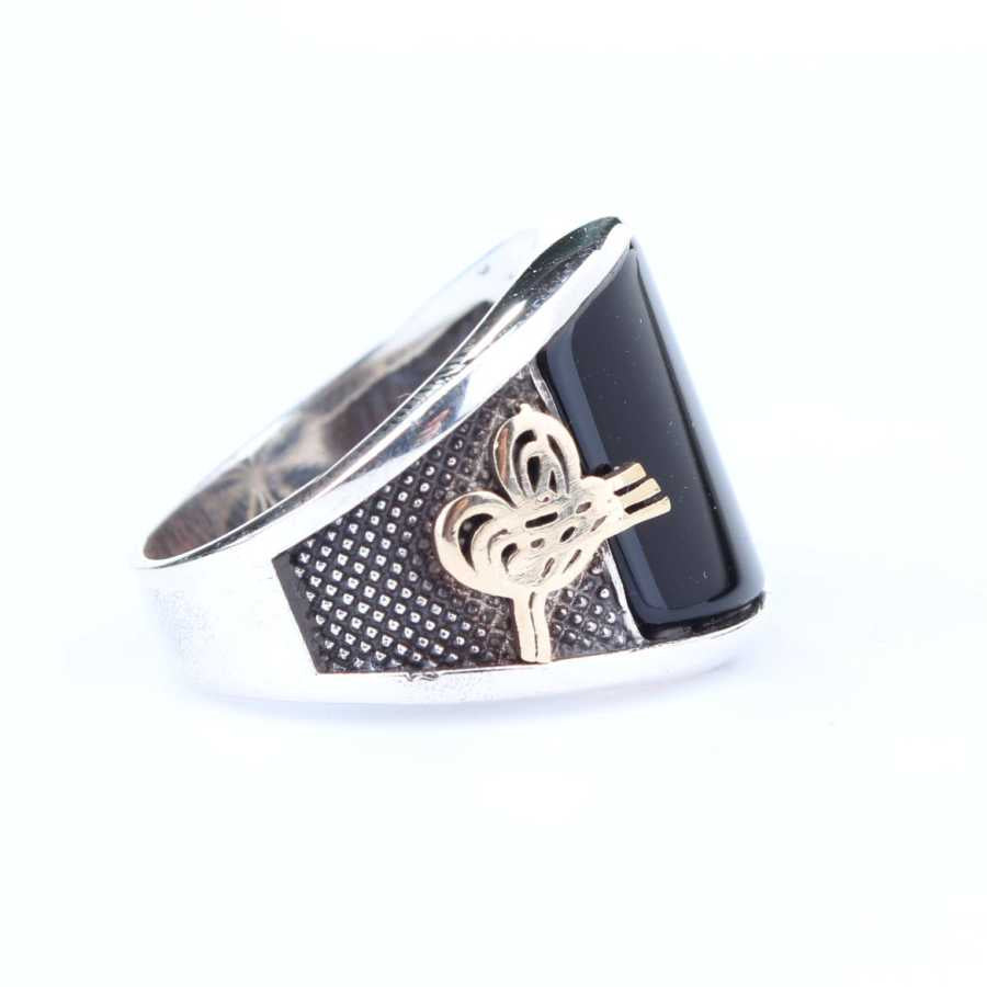 Sterling Silver Onyx Men's Ring - Ottoman Calligraphy Seal Design