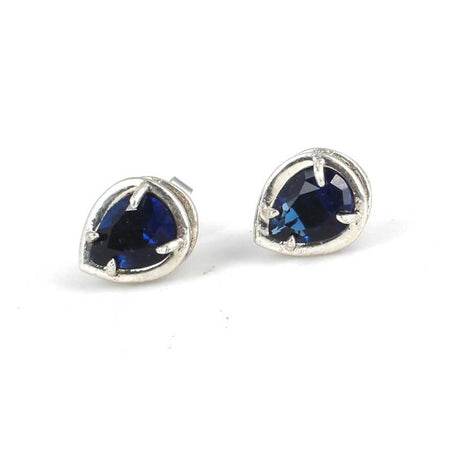 925 Sterling Silver Sapphire Zircon Teardrop Stud Earrings