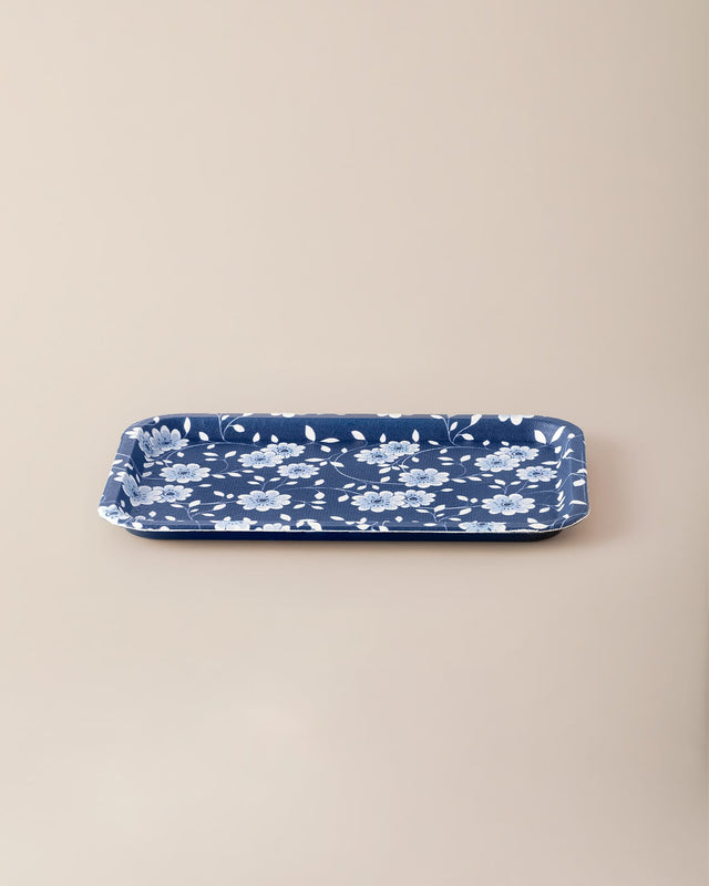 Durable Plastic Serving Tray - Modern Blue Vista Pattern for Stylish Hosting