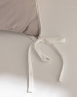 Washed Cotton Tie Closure King Size Duvet Cover Set - Grey & Blush