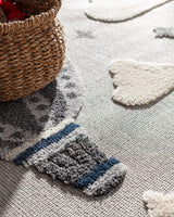 Polypropylene Area Rug - Modern Grey with Fringed Edges