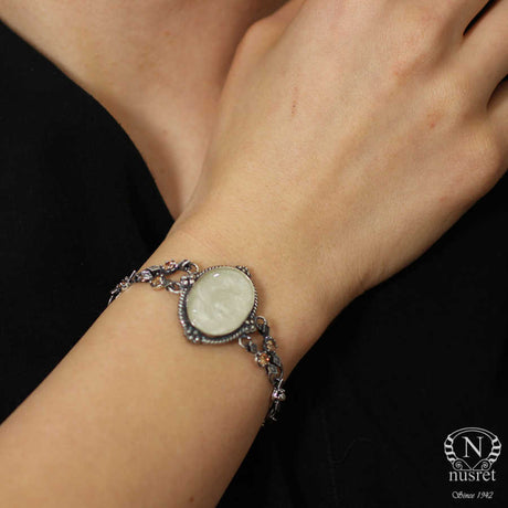 925 Sterling Silver Citrine & Mother-of-Pearl Byzantine Bracelet
