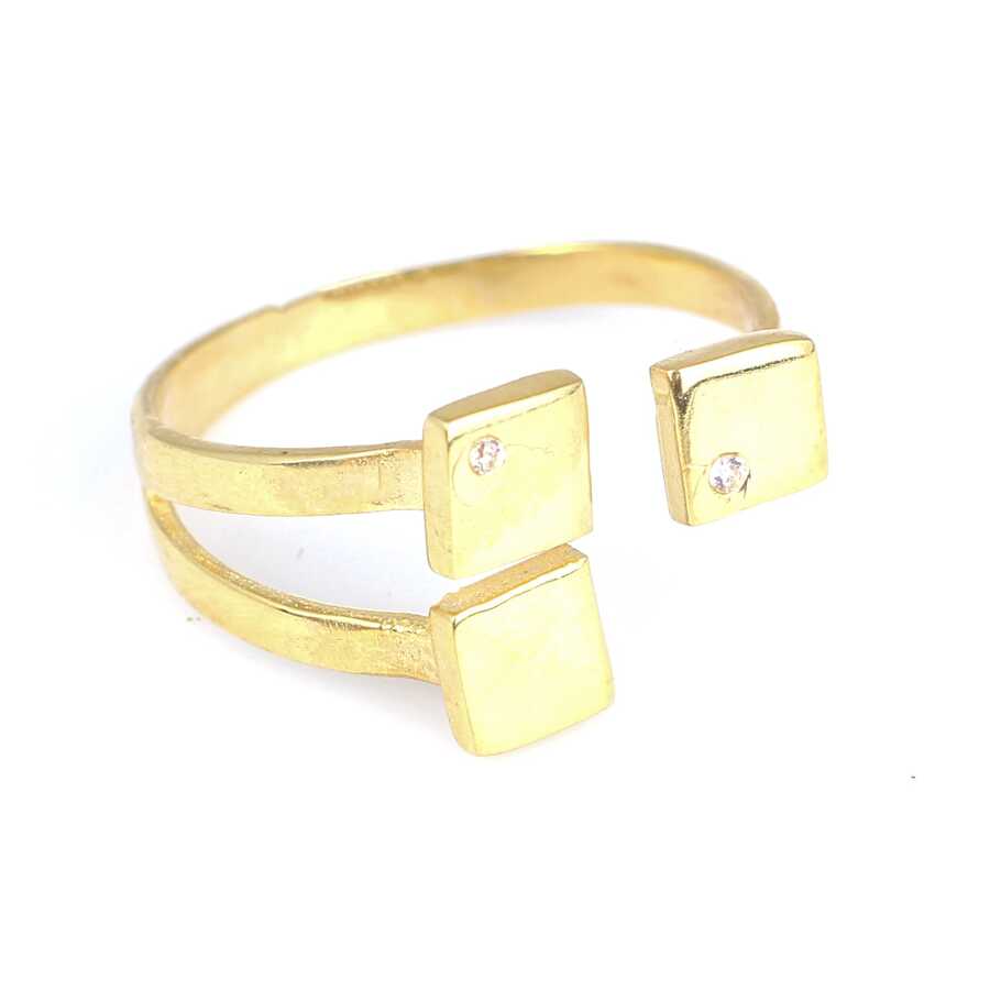 925 Sterling Silver Zircon Ring - Elegant Triple Square Setting