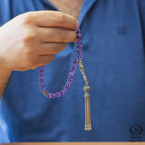 Amethyst & Sterling Silver Prayer Beads - Floral Imam Design