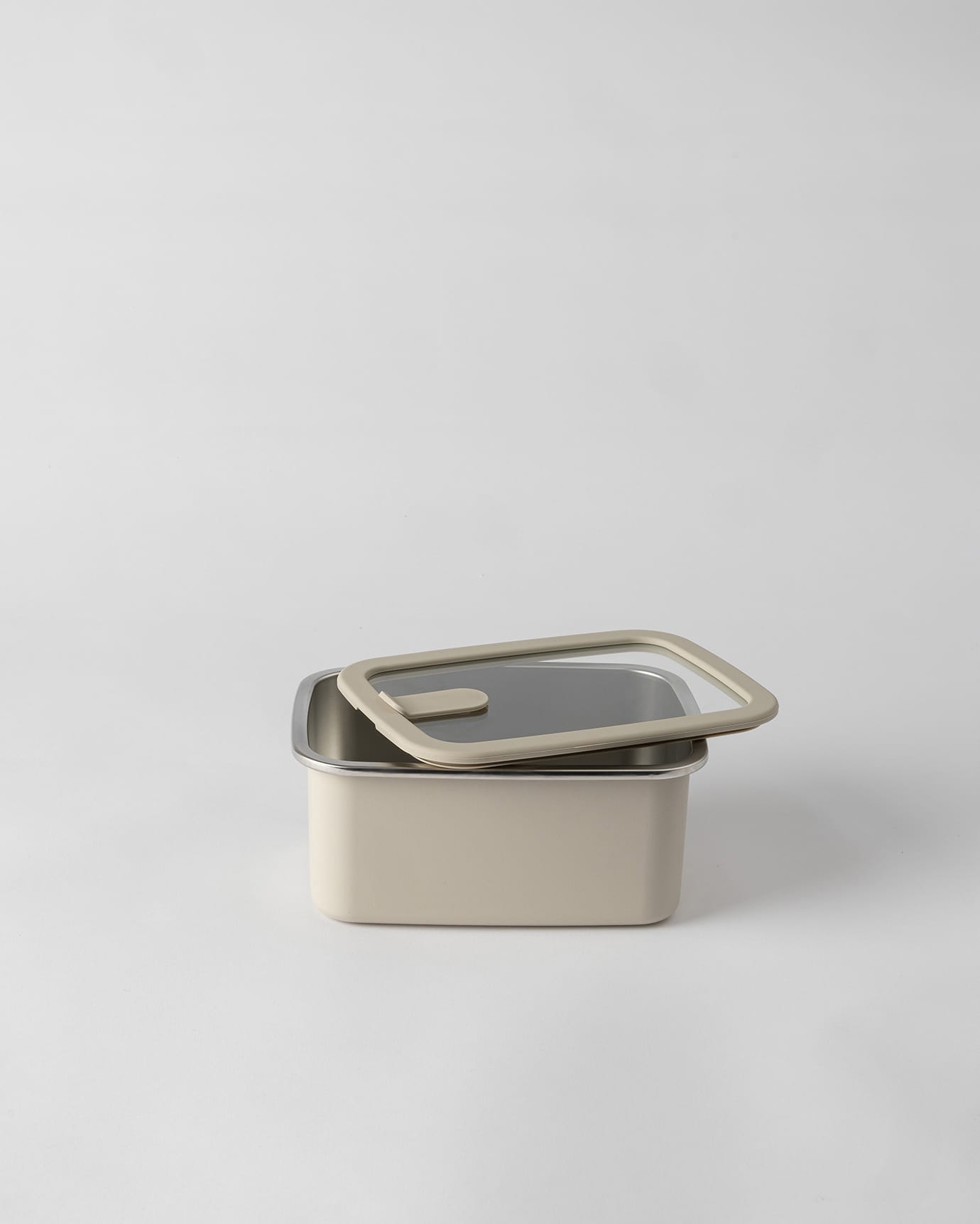 Contenedor de Almacenamiento de Alimentos de Acero Inoxidable, 1500ml, Beige Suave