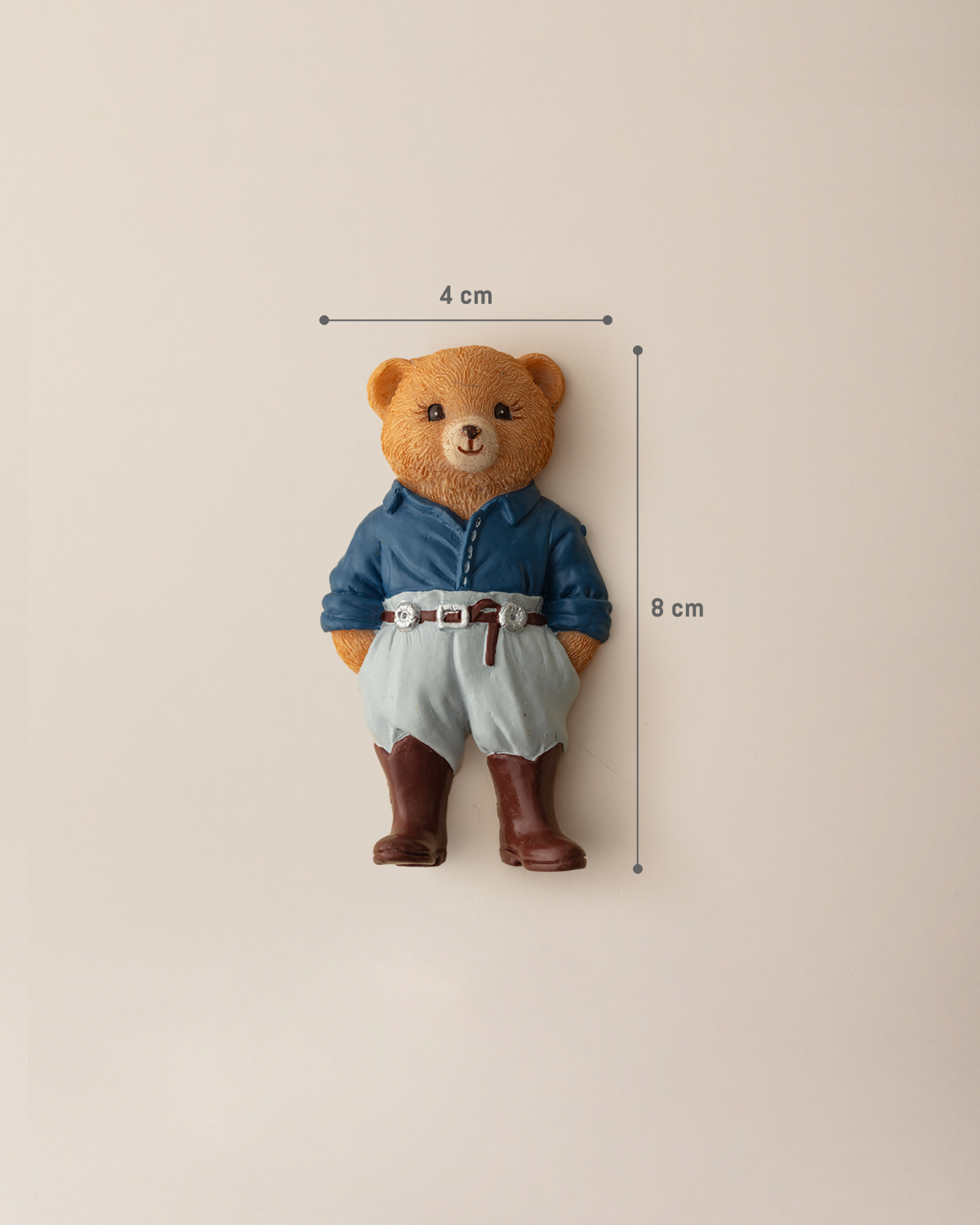 Durable Resin Decorative Magnet - Emma Bear Navy/Grey Design