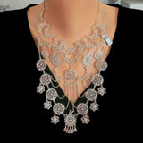 925 Sterling Silver Floral Filigree Necklace - Turkish Design