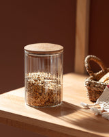 Clear Glass Food Storage Jar with Airtight Lid - 1000ml Cylinder Container