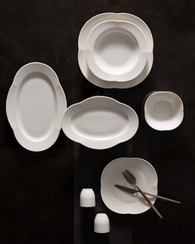 New Bone Porcelain 6-Person Dinner Set - Elegant Perle Design