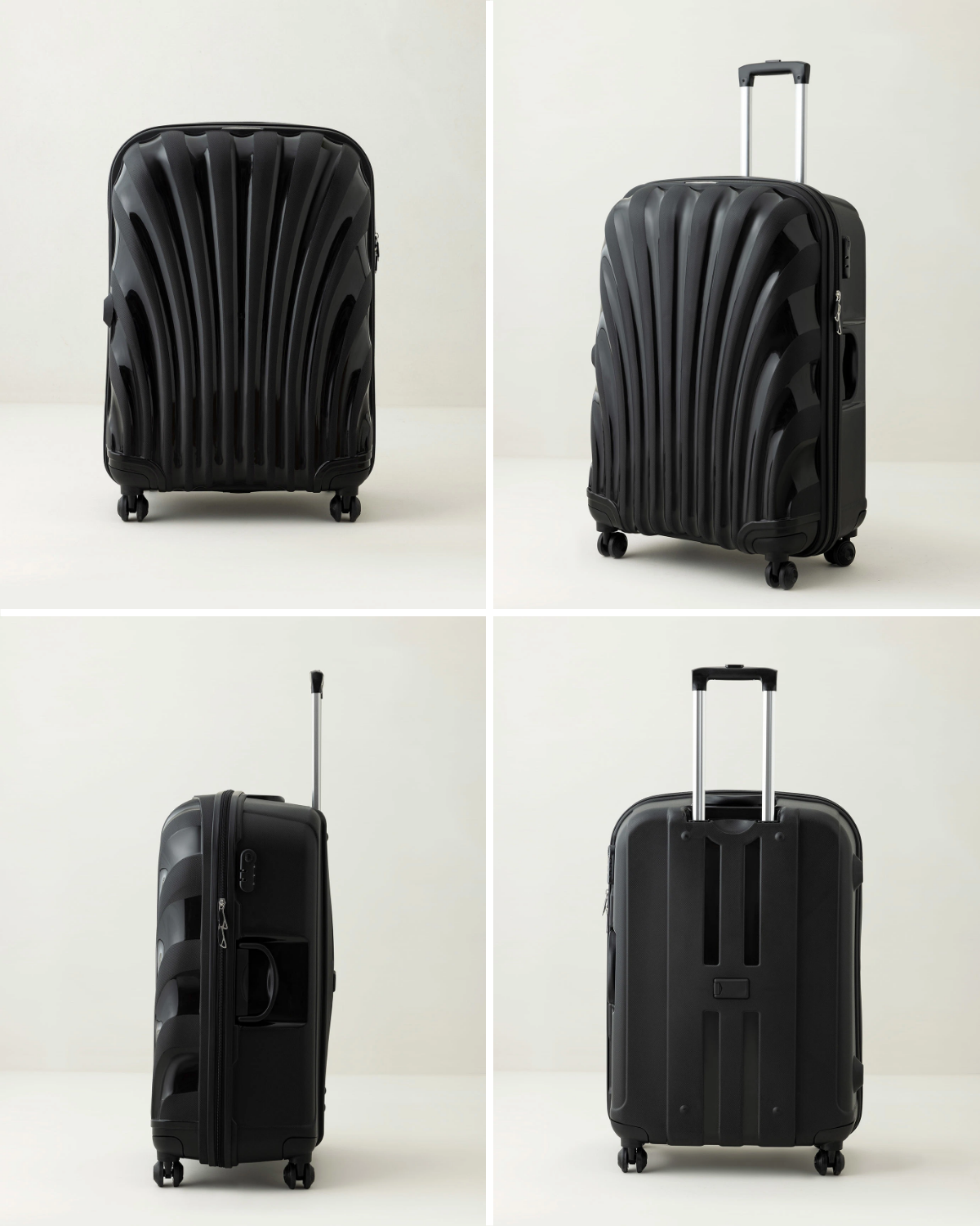 Large Black Hardside Rolling Travel Suitcase
