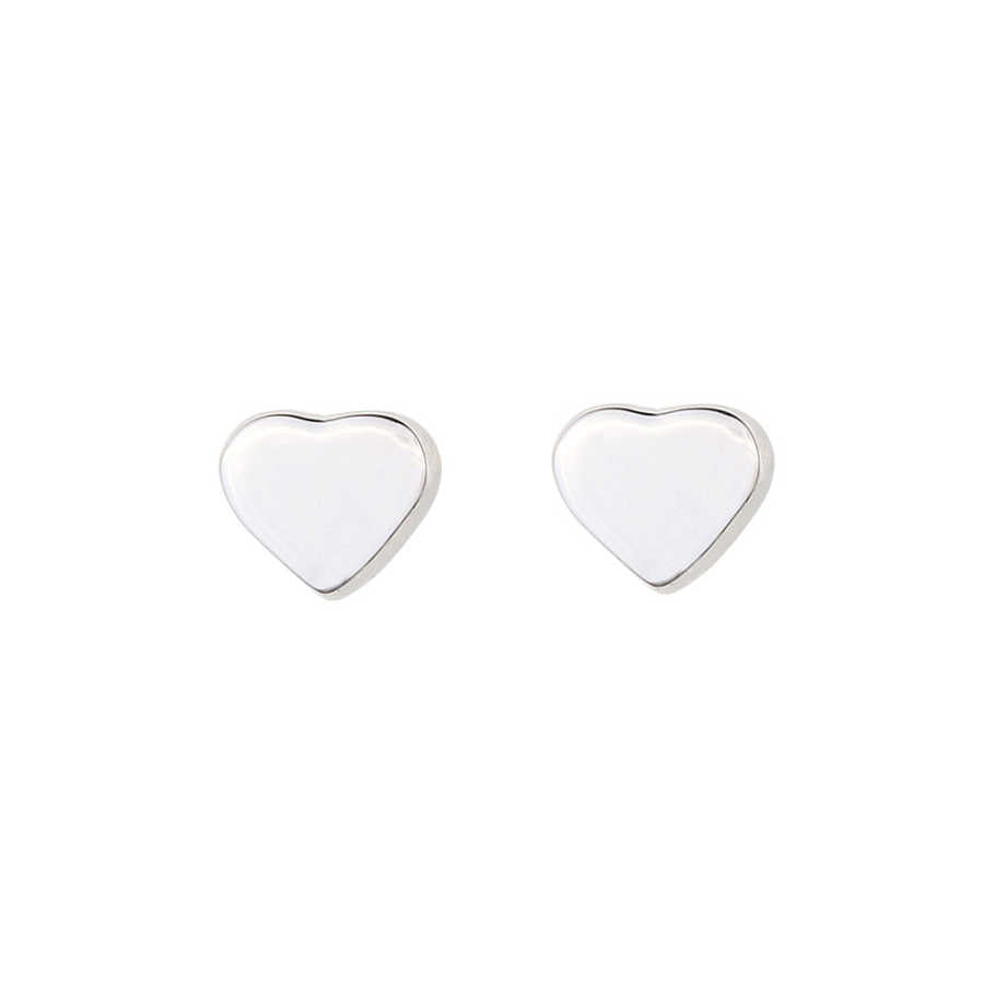 Sterling Silver Tiny Heart Stud Earrings - Minimalist Design