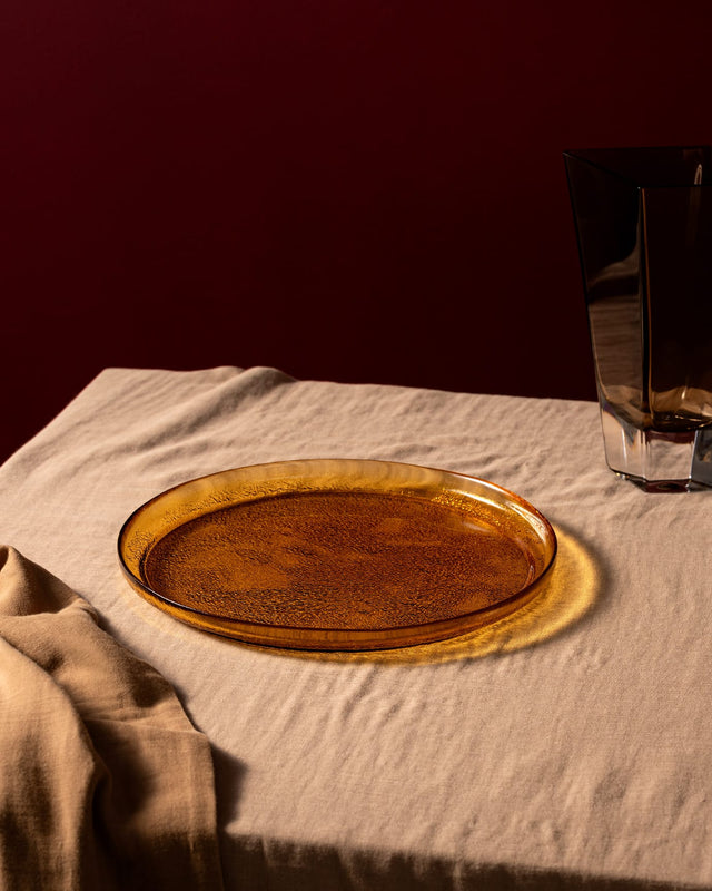 Premium Glass Serving Plate - Sophisticated Crocus Design for Modern Tables