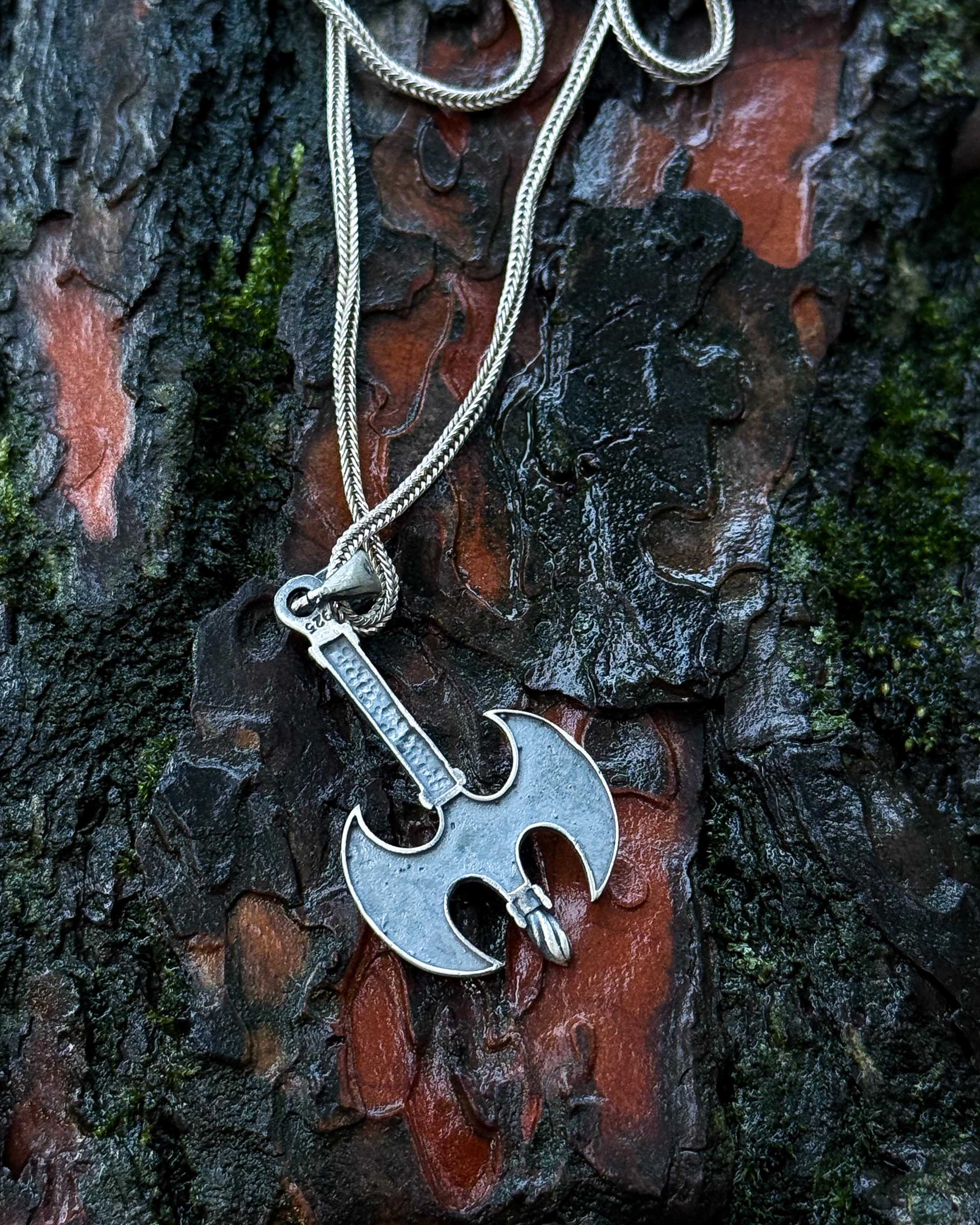 Sterling Silver Axe Pendant Necklace - Determination & Strength