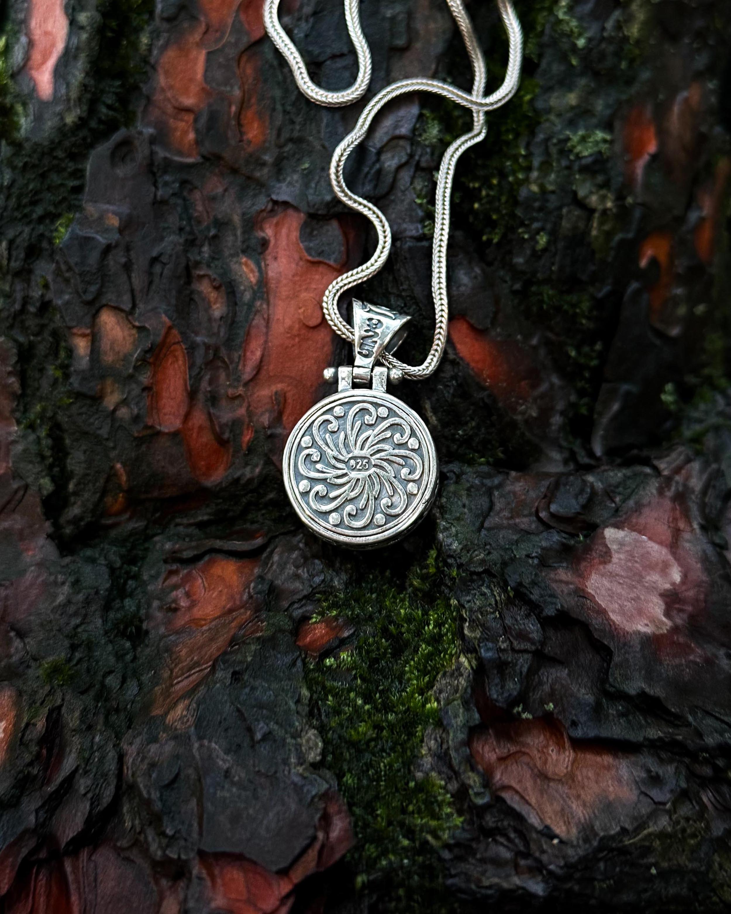 Collier pendentif en argent sterling avec sceau de Salomon rotatif - Sagesse & Protection