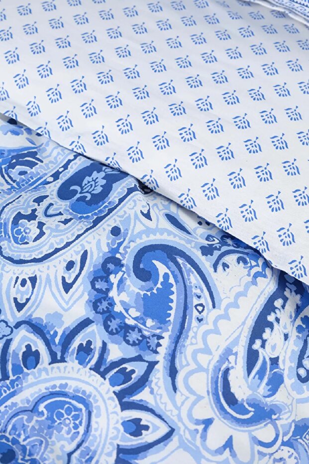 Bellance Blue 100% Cotton Double Duvet Cover Set