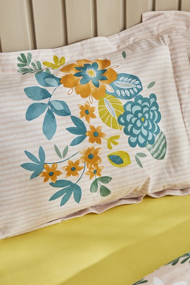 Botanical Double Duvet Cover Set - 100% Cotton, Green