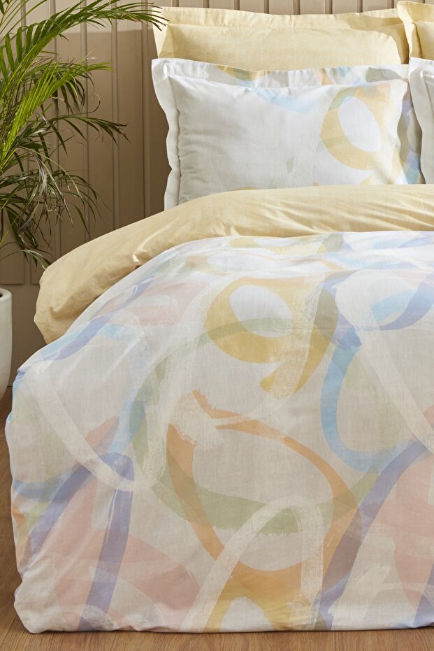 Favora Double Duvet Cover Set - Multicolor, 100% Cotton