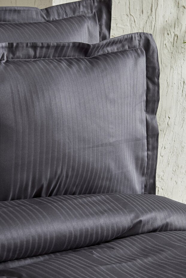 Uniq 100% Cotton Sateen Double Duvet Cover Set - Anthracite