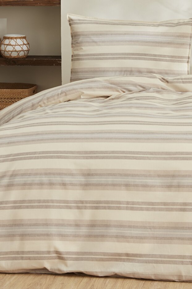 Tahara Single Duvet Cover Set - 100% Cotton Beige