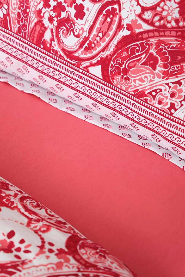 Bellance Red 100% Cotton Double Duvet Cover Set