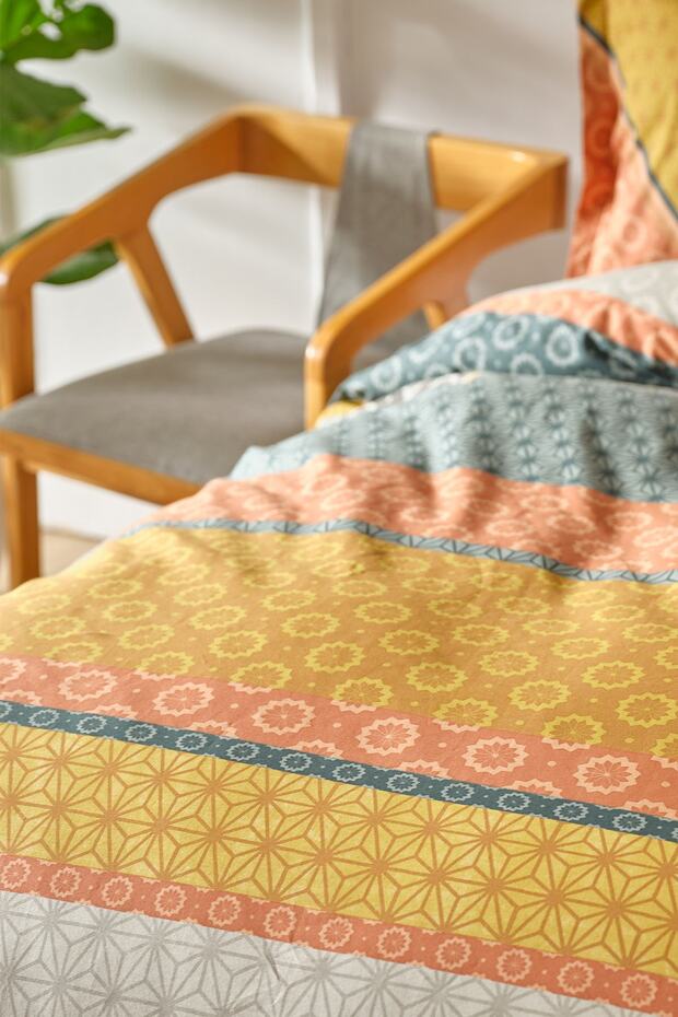 Selena Double Duvet Cover Set - 100% Cotton Mustard