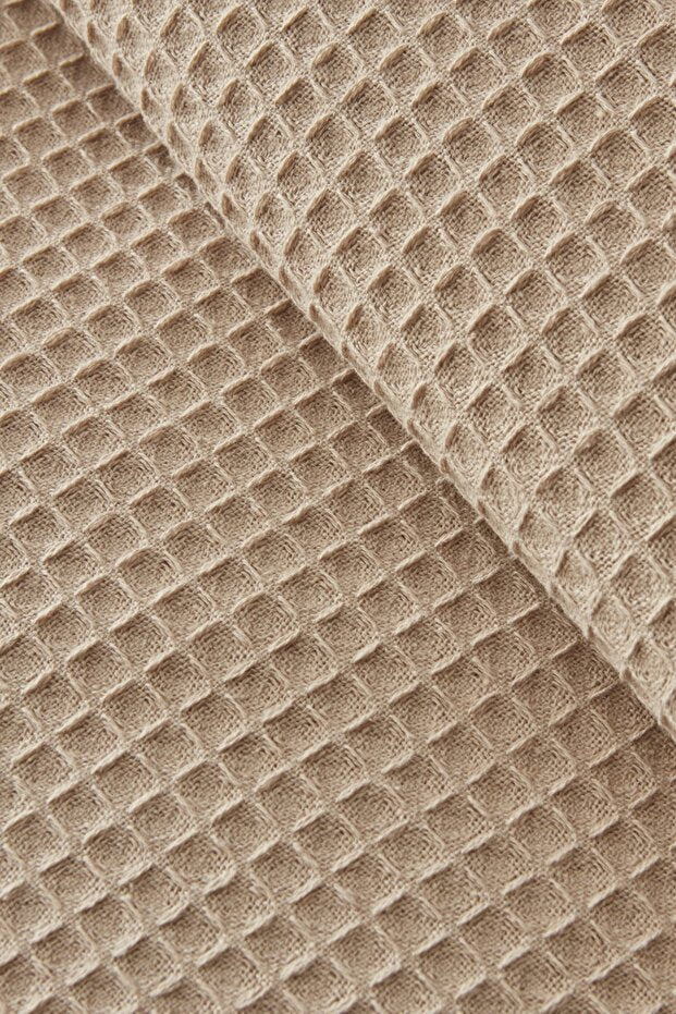 Pike en maille gaufrée Glam - 200x220 cm Beige Mélange de coton