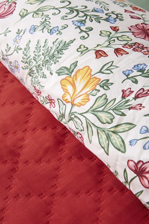 Lalin Double Duvet Set - Green Floral Bedding Collection