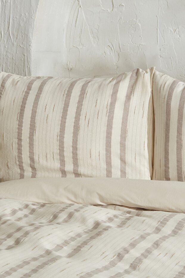 100% Cotton Double Duvet Cover Set - Beige 200x220cm