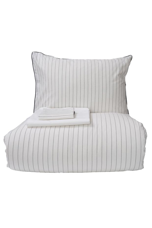 Misha 100% Cotton Double Duvet Cover Set - Pinstripe