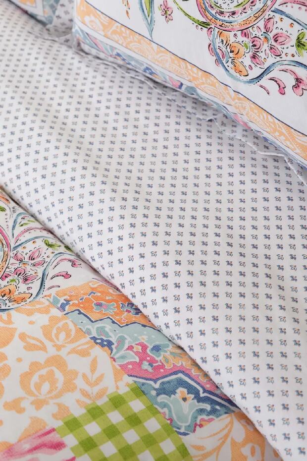Dallias Fusya 100% Cotton Single Duvet Cover Set - Patchwork Design